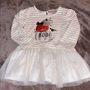 Halloween 'Boo' Pumpkin tunic  - White & Gold Striped